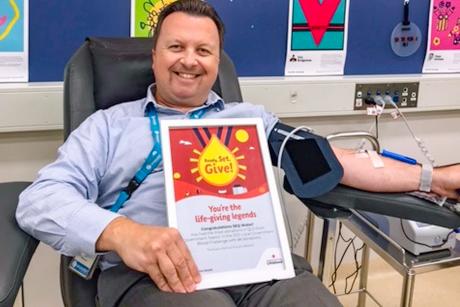 Seqwater Southern Operations Team Manager Joe Meissner donates blood - banner