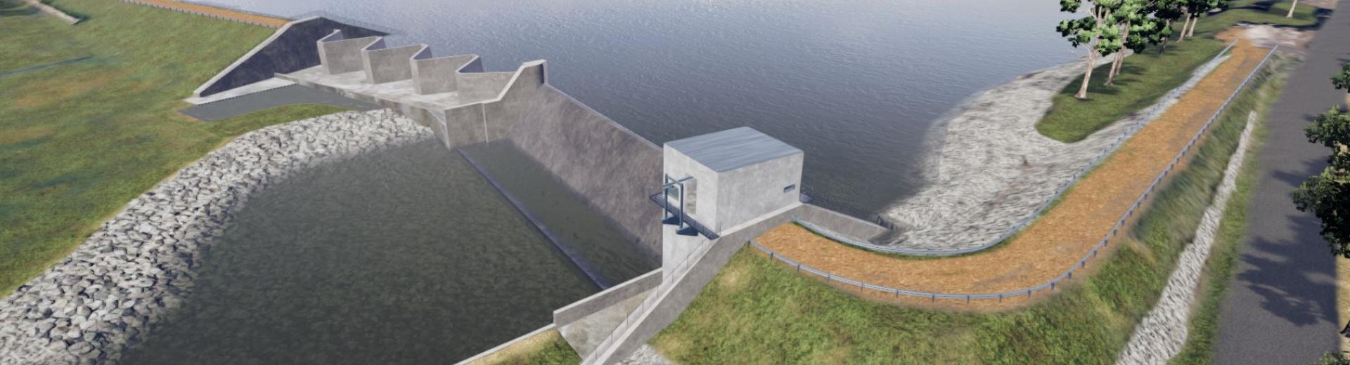 Artist impression of the upgrades for the Lake Macdonald Dam Improvement Program - right side view