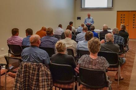 Seqwater's Colin Nicolson leads a Central Lockyer Irrigation Scheme community forum in 2018