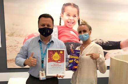 Seqwater Southern Operations Team Manager Joe Meissner with Australian Red Cross Lifeblood Group Account Manager Kristy Purnell