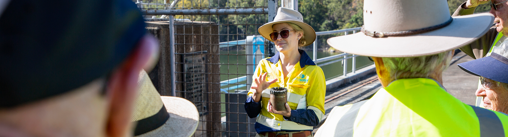 Seqwater staff delivering a community tour of Somerset Dam