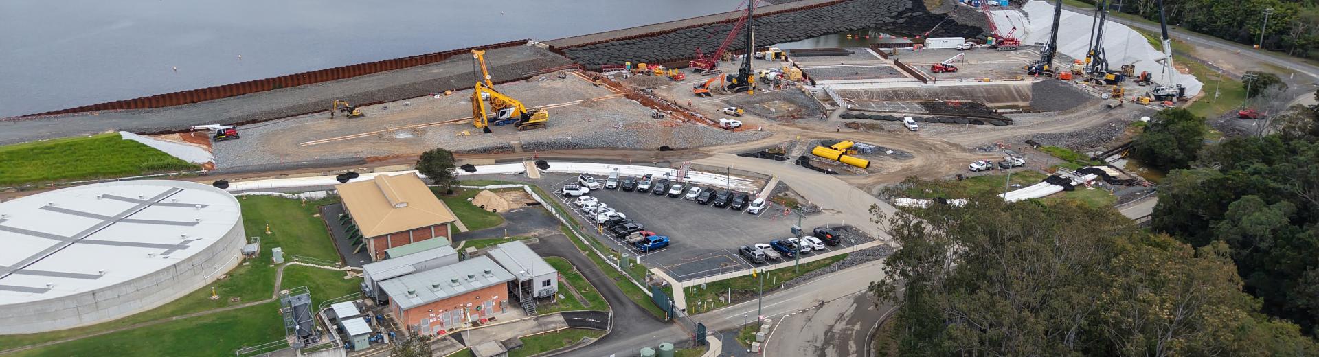 Aerial image of construction work at Lake Macdonald