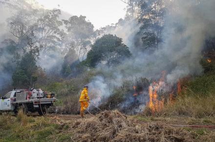 A fire trail being used by Seqwater fire officers