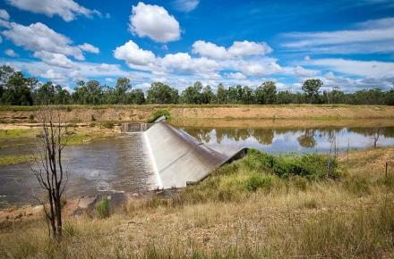 Atkinson Dam spilling