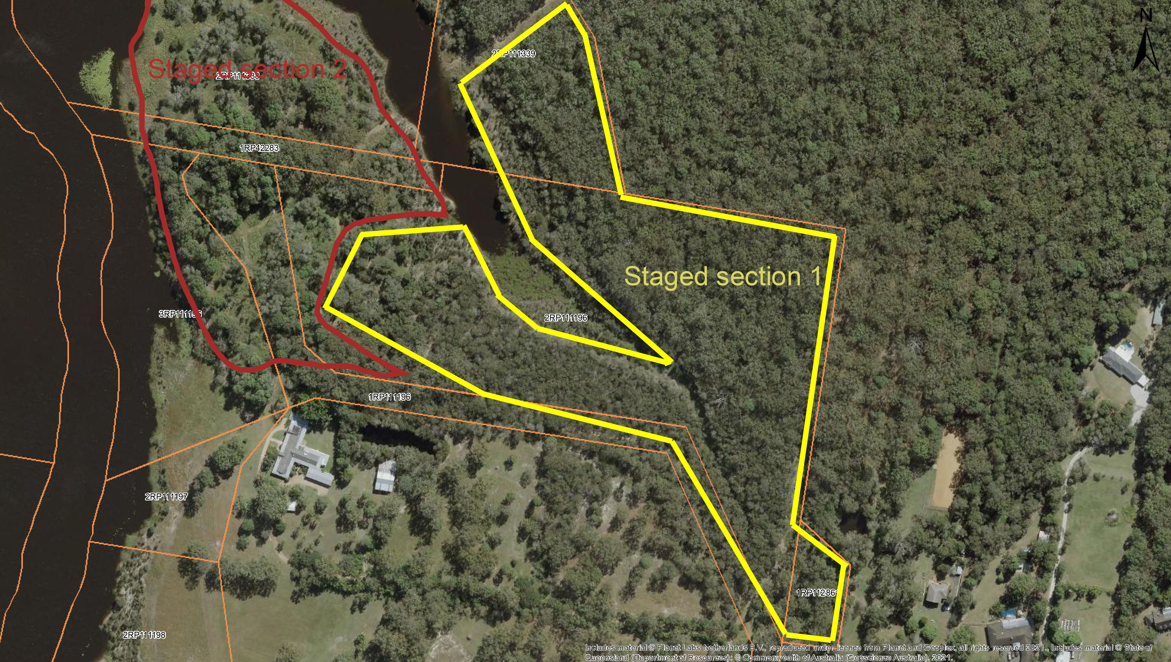 Smaller map of targeted burn area on shoreline of Leslie Harrison Dam?