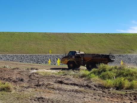 Dump truck on site during early works