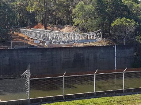 Temporary bridge under construction