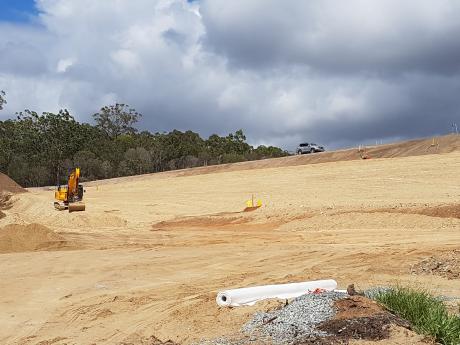 Sand filter installation on the main dam embankment