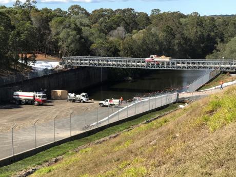 Temporary bridge and spilway works