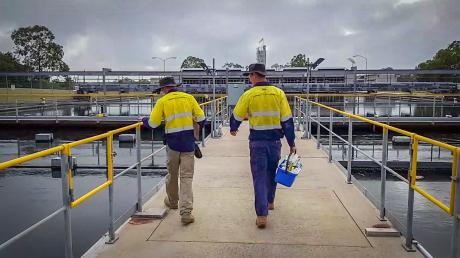 Seqwater water supply operators at North Pine Water Treatment Plant.jpg