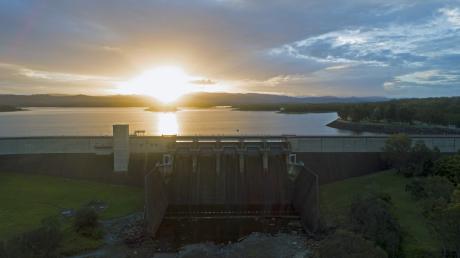 Sun setting at North Pine Dam. Photo credit Peter Hansler