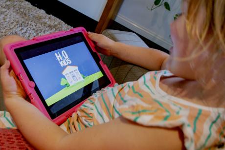 Youngster, Isabelle Ablitt watched H2O Kids on her ipad..jpg