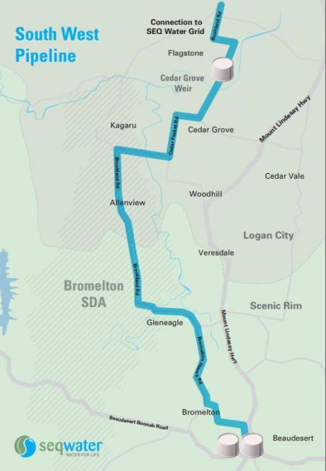 South West Pipeline alignment map