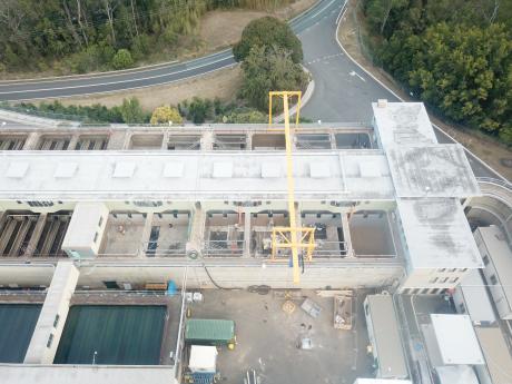 Birds eye view of East Bank Water Treatment Plant Filter upgrade at Mount Crosby