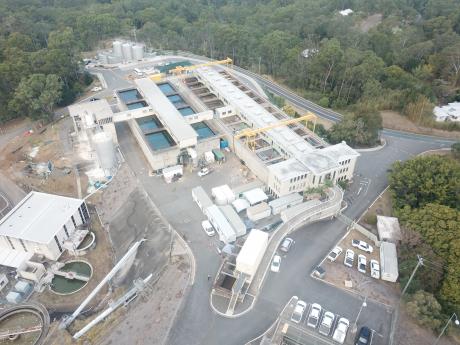 Birds eye view of East Bank Water Treatment Plant Filter upgrade at Mount Crosby