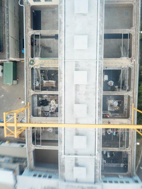 Birds eye view of East Bank Water Treatment Plant Filter upgrade at Mount Crosby