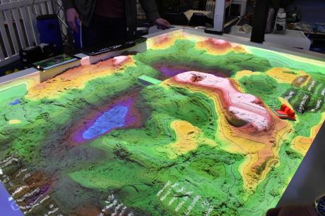  QUT and Seqwater worked together to develop an augmented reality sandpit that uses kinetic sensors to simulate hills, valleys, lakes and rainfall to show how the region’s water supply is managed.