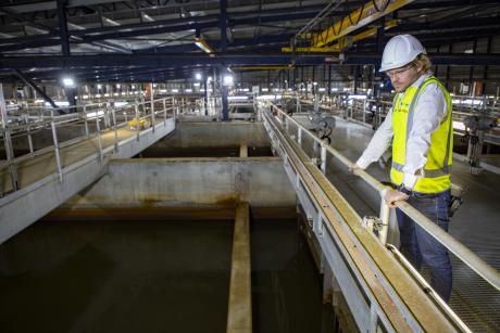 Gold Coast Desalination Plant  Project Engineer Daryl Harding pictured in the facility's pre-treatment room