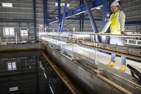 Gold Coast Desalination Plant  Project Engineer Daryl Harding pictured in the facility's pre-treatment room