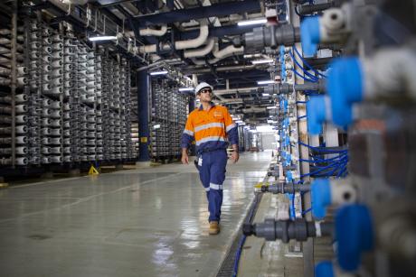 Gold Coast Desalination Plant Maintenance Planner Brian Woods undertakes an inspection of the facility's reverse osmosis room