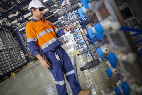 Gold Coast Desalination Plant Maintenance Planner Brian Woods undertakes an inspection of the facility's reverse osmosis room