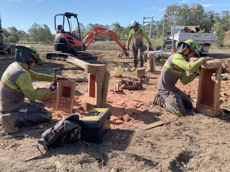 Specialist contractors from Habi-Tec creating hollow nest boxes to help wildlife flourish.