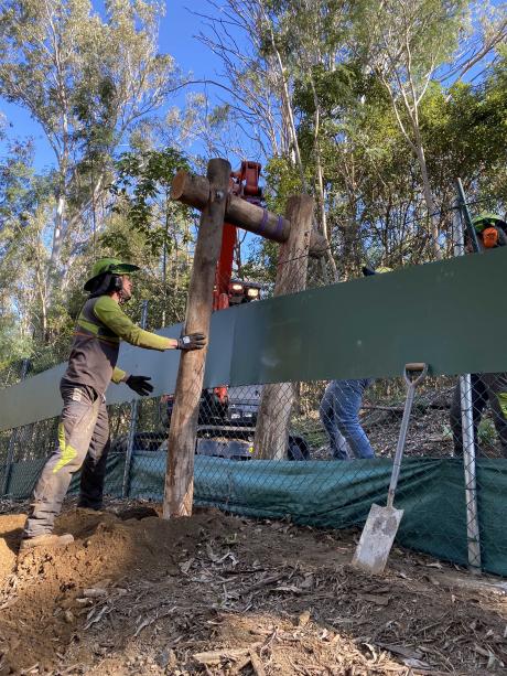 Specialist contractors from Habi-Tec creating hollow nest boxes to help wildlife flourish.