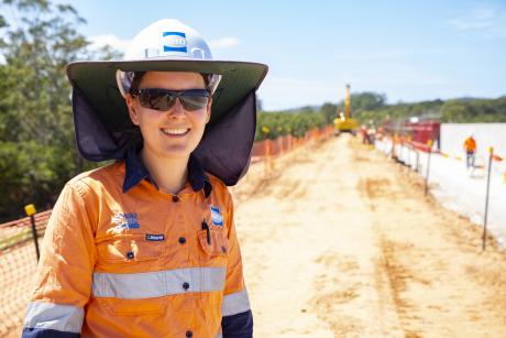 GHD Civil Engineer Zara Bostock on site at Ewen Maddock Dam