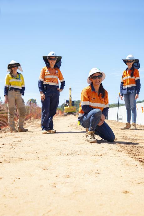 (l-r) Planning Engineer Helena Sutherland, Civil Engineer Zara Bostock, Environmental Advisor Lisa Hunt and Graduate Site Engineer Georgia Kelly