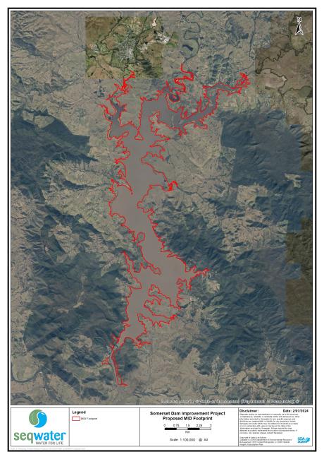 Somerset Dam Improvement Project Map 2 - Somerset DIP Ministerial Infrastructure Designation (MID) footprint