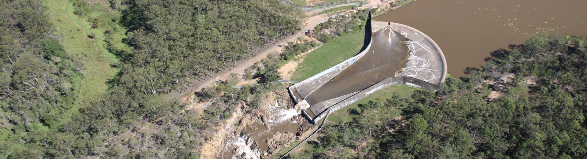 Aerial view of the Sideling Creek Dam spillway