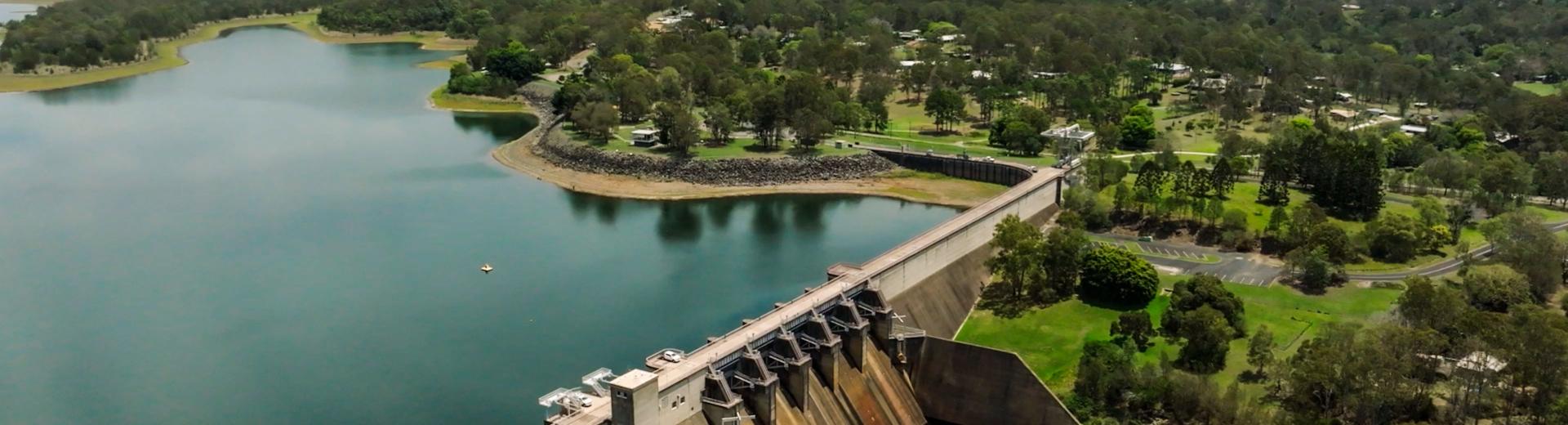 Aerial of North Pine Dam geotech work