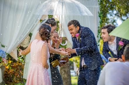 This is an image of wedding day rain