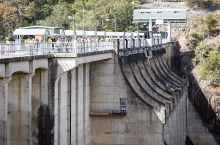 Community members get a rare tour inside the historic Somerset Dam wall