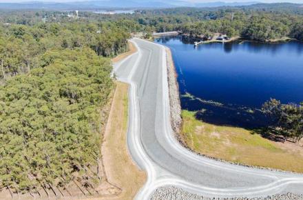 The upgraded Sideling Creek Dam Wall