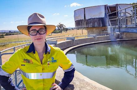Seqwater trainee operator supply Taylor Wilson working on site at Scenic Rim.jpg