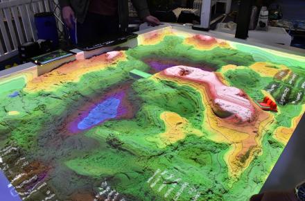  QUT and Seqwater worked together to develop an augmented reality sandpit that uses kinetic sensors to simulate hills, valleys, lakes and rainfall to show how the region’s water supply is managed.