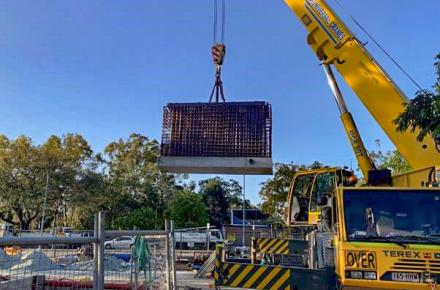 PRV pit being dropped into position. 