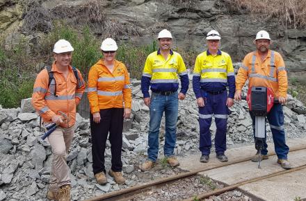 (L-R) James Wech and Trudy Wallington from SMEC, Daniel Roche and Phil Benson from Seqwater and Brad Mearns from Abergeldie.jpg