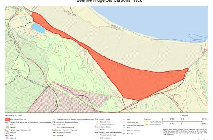 Outlined in Red, the areas of North Stradbroke Island subject to the planned burn