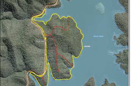 Outlined in Red, the areas adjacent to Hinze Dam subject to the planned burn