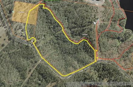 Outlined in yellow, the area of Lake Manchester subject to a planned burn near the recreation area