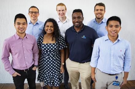 A photo taken last year of Surali alongside some of her colleagues who had taken part in the Seqwater Graduate Program