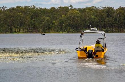 Seqwater Field Rangers head out to rescue a stranded boat on the water.