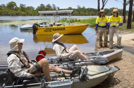 Seqwater Officers observing paddlecraft users