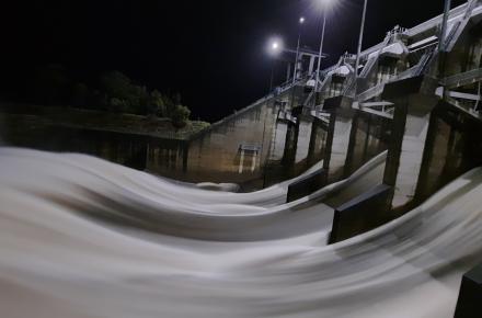 Wivenhoe Dam making controlled gated releases overnight