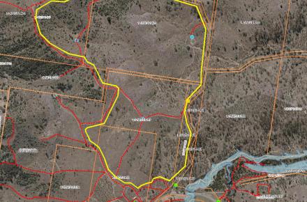 Aerial topography image of planned burn area at Lake Wyaralong, outlined in yellow