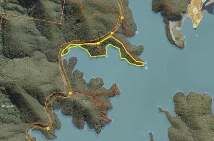 Outline in yellow of area subject to the planned burn near Lake Advancetown