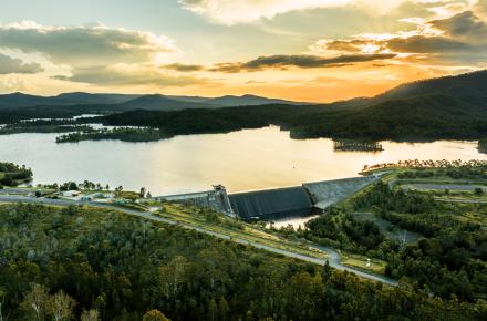 Aerial view of Wyaralong Dam