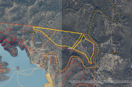 Wyaralong Dam planned burn map near dam wall, September 2025